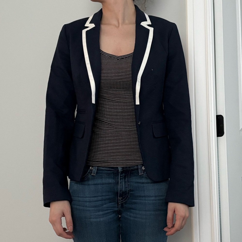 Navy and white blazer
